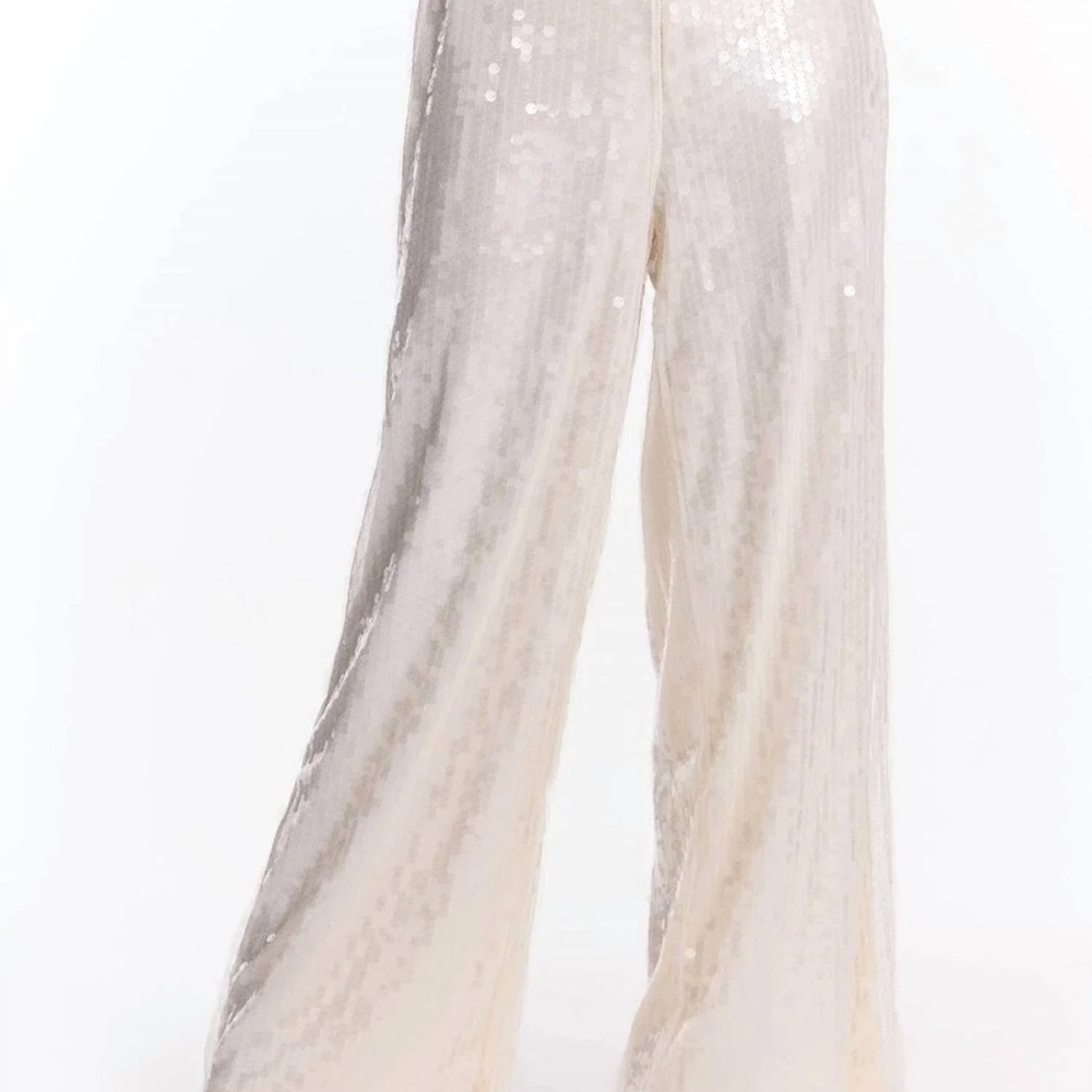 The Noli Shop Sequin Alba Pants and Tank Top Matching Set in Pearl - Size M/L - Picture 4 of 4